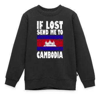 Drapeau du Cambodge Disant - Sweat Premium enfant bio - noir - Devant - AI Model Kid Female (0cm)