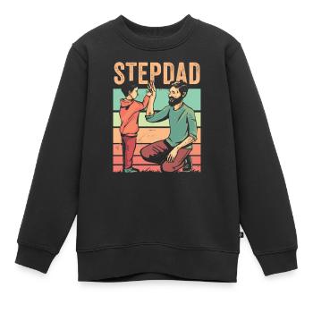 Beau-père Beau-père Beau-père Fête des pères - Sweat Premium enfant bio - noir - Devant - AI Model Kid Female (0cm)
