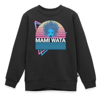 Mami Wata La Sirene Water Spirit Ancien - Sweat Premium enfant bio - noir - Devant - AI Model Kid Female (0cm)