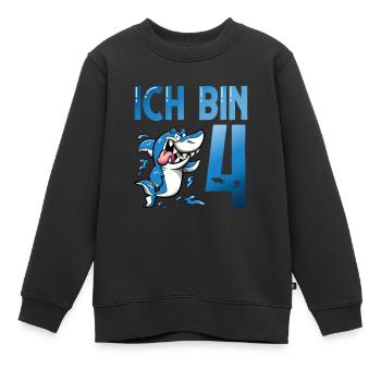 Ich bin schon 4. Kindergeburtstag Hai - Kinder Premium Organic Sweatshirt - Schwarz - Vorne - AI Model Kid Female (0cm)