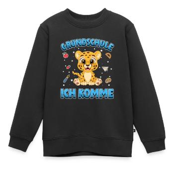 Grundschule ich komme Einschulung Leopard - Kinder Premium Organic Sweatshirt - Schwarz - Vorne - AI Model Kid Female (0cm)
