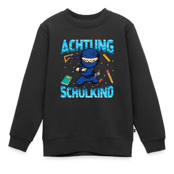 Einschulung Achtung Schulkind Geschenk Ninja - Kinder Premium Organic Sweatshirt - Schwarz - Vorne - AI Model Kid Female (0cm)