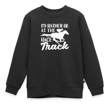 Drôle de derby de courses de chevaux je préférerais être à la course - Sweat Premium enfant bio - noir - Devant - AI Model Kid Female (0cm)