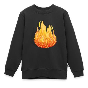 Retro Pixel Feuer - Kinder Premium Organic Sweatshirt - Schwarz - Vorne - AI Model Kid Female (0cm)