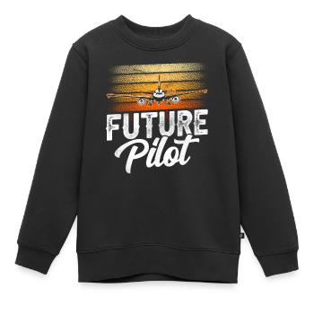 Futur pilote de petit avion jet avion léger - Sweat Premium enfant bio - noir - Devant - AI Model Kid Female (0cm)