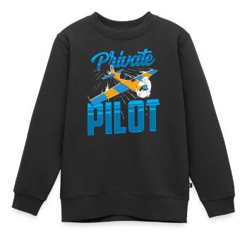 Jet de pilote privé Petit avion Avion léger - Sweat Premium enfant bio - noir - Devant - AI Model Kid Female (0cm)