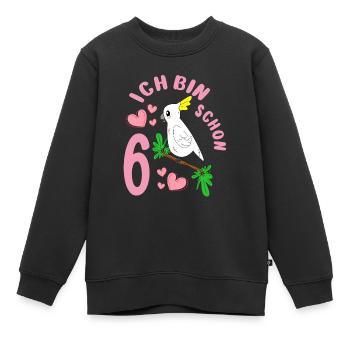 Kakadu Ich bin 6 Jahre Mädchen Geburtstagshirt - Kinder Premium Organic Sweatshirt - Schwarz - Vorne - AI Model Kid Female (0cm)