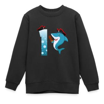 1er anniversaire d’enfant Requin - Sweat Premium enfant bio - noir - Devant - AI Model Kid Female (0cm)