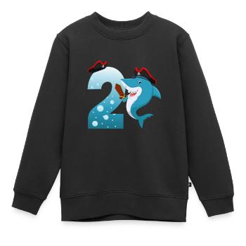 2ème fête d’anniversaire des enfants Shark - Sweat Premium enfant bio - noir - Devant - AI Model Kid Female (0cm)
