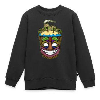 Tiki Head Tiki Hawaï Hawaï Luau - Sweat Premium enfant bio - noir - Devant - AI Model Kid Female (0cm)