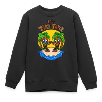 C’est Tiki Time Head Tiki Hawaiian Hawaii Luau - Sweat Premium enfant bio - noir - Devant - AI Model Kid Female (0cm)