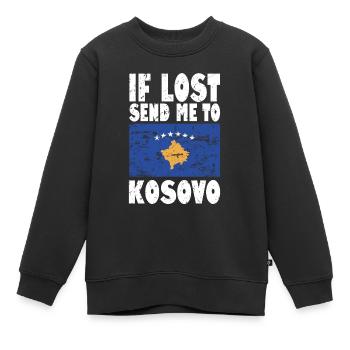 Slogan du drapeau du Kosovo - Sweat Premium enfant bio - noir - Devant - AI Model Kid Female (0cm)