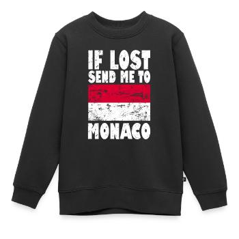 Drapeau de Monaco - Sweat Premium enfant bio - noir - Devant - AI Model Kid Female (0cm)