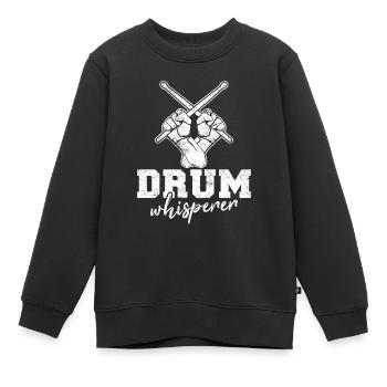 Drum Whisperer Funny Drummer Percussion Drums Band - Kinder Premium Organic Sweatshirt - Schwarz - Vorne - AI Model Kid Female (0cm)