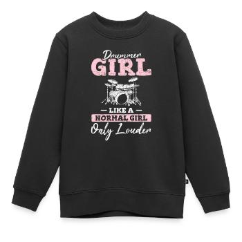 Drummer Girl Funny Drummer Percussion Drums Band M - Kinder Premium Organic Sweatshirt - Schwarz - Vorne - AI Model Kid Female (0cm)