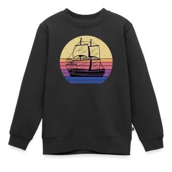 Piratenschiff - Kinder Premium Organic Sweatshirt - Schwarz - Vorne - AI Model Kid Female (0cm)
