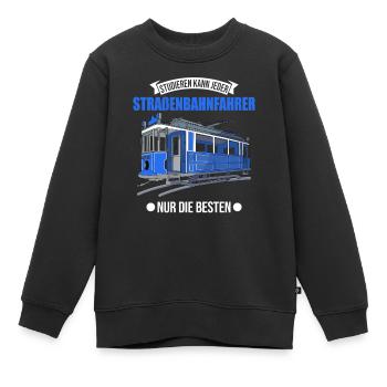 Straßenbahn Geschenk Straßenbahnfahrer Tram S-Bahn - Kinder Premium Organic Sweatshirt - Schwarz - Vorne - AI Model Kid Female (0cm)