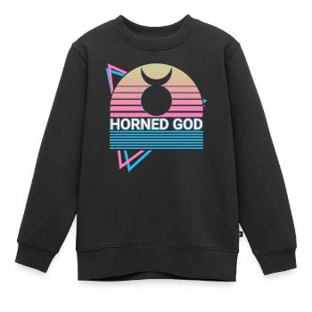 Gehörnter Gott Wicca Pagan Heidentum Retro - Kinder Premium Organic Sweatshirt - Schwarz - Vorne - AI Model Kid Female (0cm)
