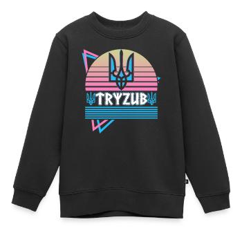 Tryzub ukrainischen Dreizack Wappen der Ukraine - Kinder Premium Organic Sweatshirt - Schwarz - Vorne - AI Model Kid Female (0cm)