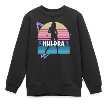 Huldra Hulder Folklore scandinave Rétro - Sweat Premium enfant bio - noir - Devant - AI Model Kid Female (0cm)