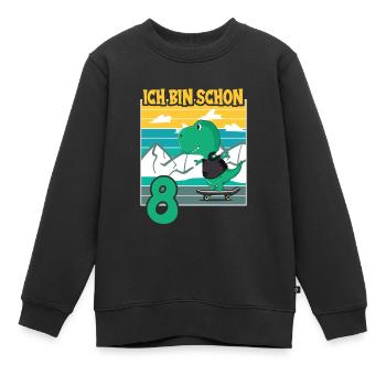 Dino Motif d’anniversaire 8 ans Idée cadeau garçon - Sweat Premium enfant bio - noir - Devant - AI Model Kid Female (0cm)