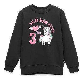 Je suis 3 ans fille anniversaire motif licorne - Sweat Premium enfant bio - noir - Devant - AI Model Kid Female (0cm)
