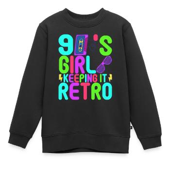Fête des années 90 années 90 - Sweat Premium enfant bio - noir - Devant - AI Model Kid Female (0cm)