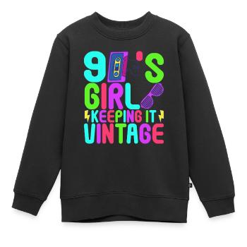 Fête des années 90 années 90 - Sweat Premium enfant bio - noir - Devant - AI Model Kid Female (0cm)