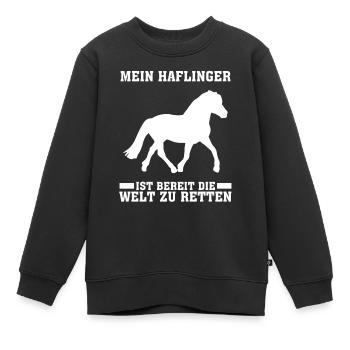 Haflinger Reiten - Kinder Premium Organic Sweatshirt - Schwarz - Vorne - AI Model Kid Female (0cm)