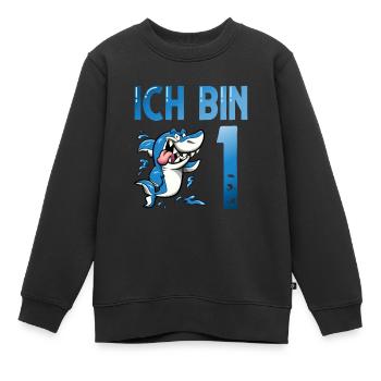 Ich bin schon 1. Kindergeburtstag Hai - Kinder Premium Organic Sweatshirt - Schwarz - Vorne - AI Model Kid Female (0cm)
