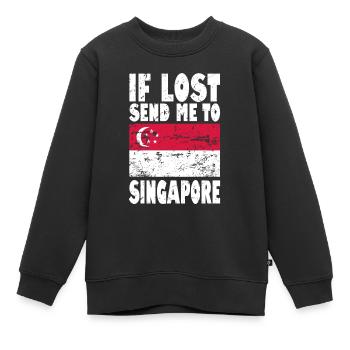 Drapeau de Singapour - Sweat Premium enfant bio - noir - Devant - AI Model Kid Female (0cm)