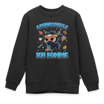 Grundschule ich komme Einschulung Ninja - Kinder Premium Organic Sweatshirt - Schwarz - Vorne - AI Model Kid Female (0cm)