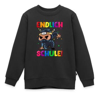 Endlich Schule Ninja Einschulung Schulkind - Kinder Premium Organic Sweatshirt - Schwarz - Vorne - AI Model Kid Female (0cm)