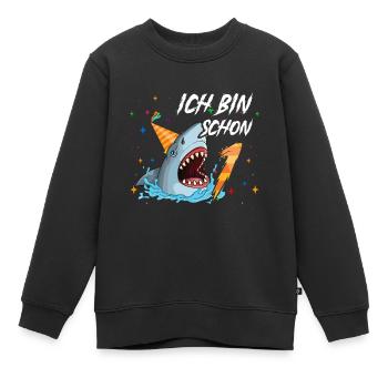 Ich bin schon 1. Kindergeburtstag Hai - Kinder Premium Organic Sweatshirt - Schwarz - Vorne - AI Model Kid Female (0cm)