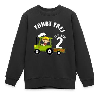 Tracteur Motif d’anniversaire 2 ans Garçon Cadeau - Sweat Premium enfant bio - noir - Devant - AI Model Kid Female (0cm)