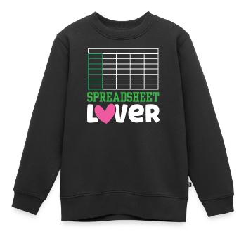 Amateurs de feuilles de calcul Table table table - Sweat Premium enfant bio - noir - Devant - AI Model Kid Female (0cm)