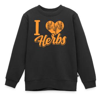 J’adore les herbes herbes herbes aromatiques jardin d’herbes aromatiques - Sweat Premium enfant bio - noir - Devant - AI Model Kid Female (0cm)