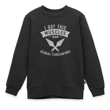 Couteau à lancer amusant I Got This Muscles From - Sweat Premium enfant bio - noir - Devant - AI Model Kid Female (0cm)