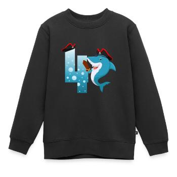 4ème fête d’anniversaire des enfants Shark - Sweat Premium enfant bio - noir - Devant - AI Model Kid Female (0cm)