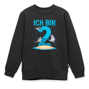Ich bin 2. Kindergeburtstag Hai - Kinder Premium Organic Sweatshirt - Schwarz - Vorne - AI Model Kid Female (0cm)