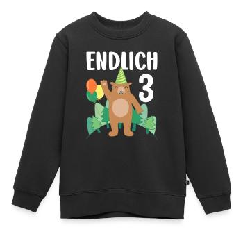 3rd Birthday Party Bear Motif Boy Gift - Kids Premium Organic Sweatshirt - black - Front - AI Model Kid Female (0cm)