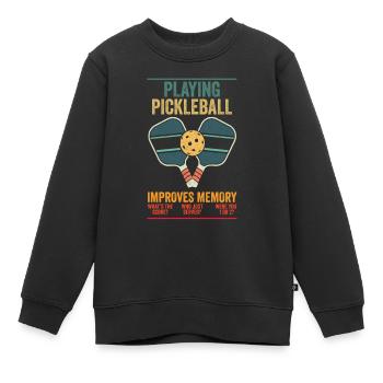 Jouer au pickleball améliore la mémoire du joueur de pagaie - Sweat Premium enfant bio - noir - Devant - AI Model Kid Female (0cm)