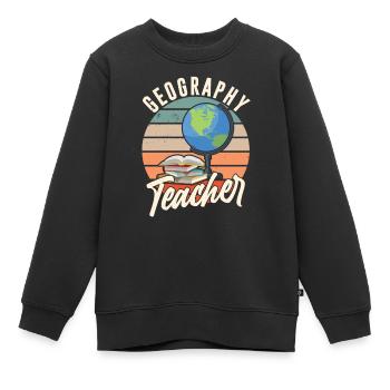 Professeur de géographie Géographie Profession de géographie - Sweat Premium enfant bio - noir - Devant - AI Model Kid Female (0cm)