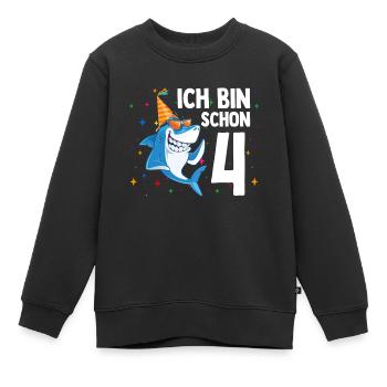 Ich bin schon 4. Kindergeburtstag Hai - Kinder Premium Organic Sweatshirt - Schwarz - Vorne - AI Model Kid Female (0cm)