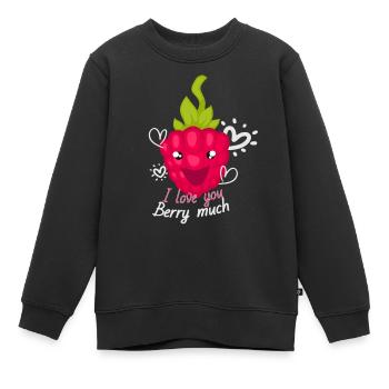 I Love You Berry Much Frucht Himbeere - Kinder Premium Organic Sweatshirt - Schwarz - Vorne - AI Model Kid Female (0cm)