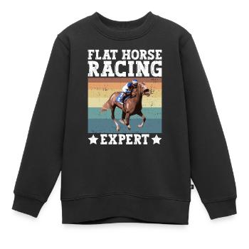 Courses de plat - Équitation équestre - Sweat Premium enfant bio - noir - Devant - AI Model Kid Female (0cm)