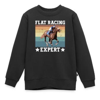 Expert pour les courses de plat - Horse Racing Equestrian - Sweat Premium enfant bio - noir - Devant - AI Model Kid Female (0cm)