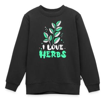 J’adore les herbes herbes herbes aromatiques jardin d’herbes aromatiques - Sweat Premium enfant bio - noir - Devant - AI Model Kid Female (0cm)