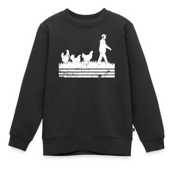 Huhn Hühner - Kinder Premium Organic Sweatshirt - Schwarz - Vorne - AI Model Kid Female (0cm)