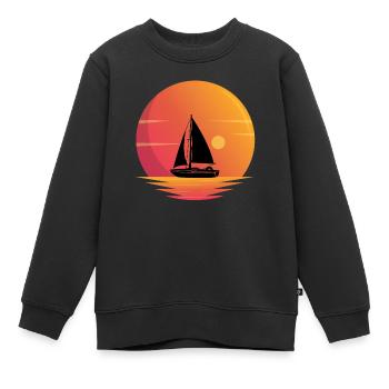 Yacht Im Sonnenuntergang-segelboot - Kinder Premium Organic Sweatshirt - Schwarz - Vorne - AI Model Kid Female (0cm)